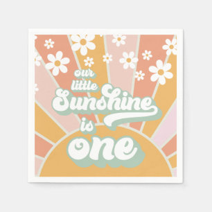 Retro solsken daisy boho blommig första födelsedag pappersservett