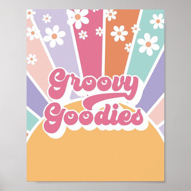 Retro solsken födelsedagsfest Groovy gods present Poster (Framsidan)