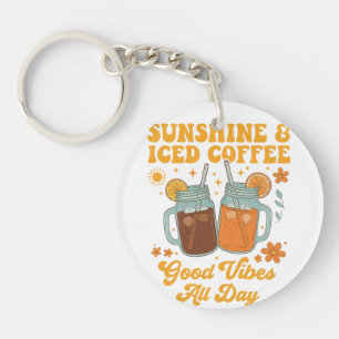Retro solsken och iskaffe bra vibbar nyckelring