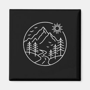 Retro Soluppgång Berg Natur Vandring Camping Utomh Magnet