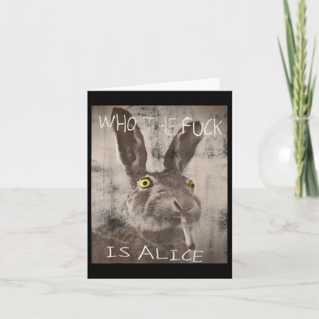 Retro som Fck är Alice Funny Rabbit Kort (Framsida)