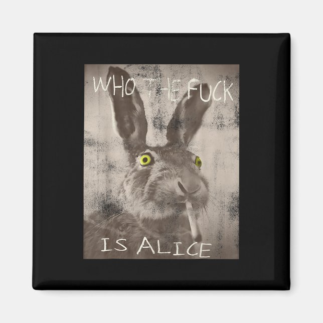 Retro som Fck är Alice Funny Rabbit Magnet (Framsidan)