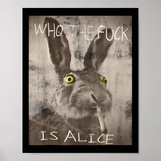 Retro som Fck är Alice Funny Rabbit Poster (Framsidan)
