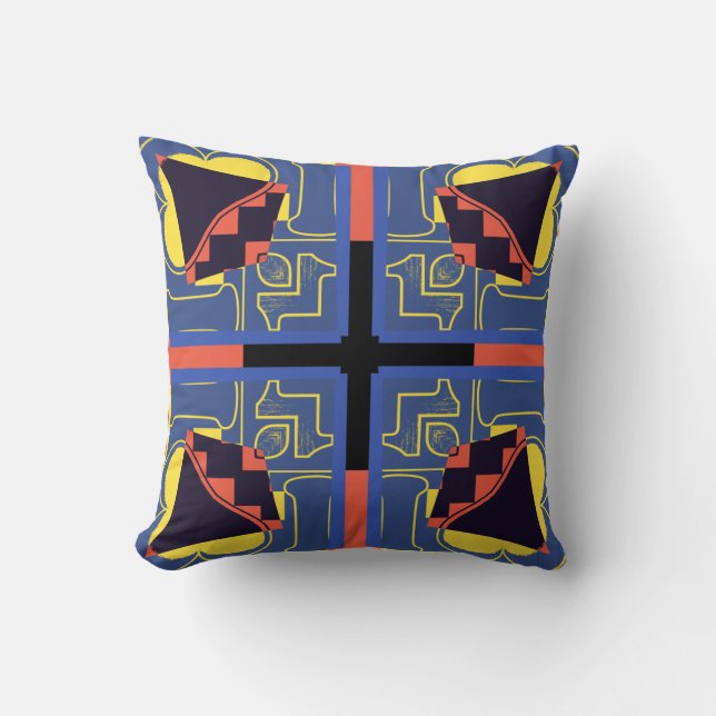 Retro Sömlös symmetri mönster Pillow Kudde (Framsida)