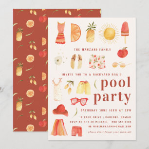 Retro sommar   Basseinvitation Inbjudningar