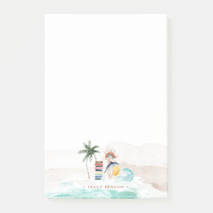 Retro sommar Boho Surf Personlig monogram Post-it Block