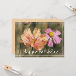 Retro sommar Cosmea Blommar Födelsedag Kort