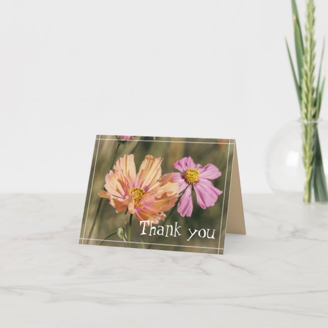 Retro sommar Cosmea-blommor Tack Kort (Framsida)