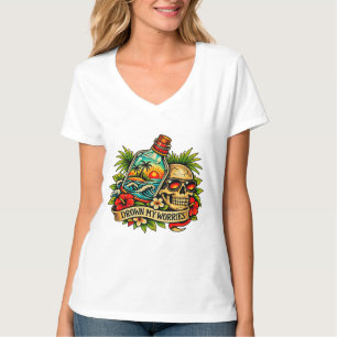 Retro Sommar Dödskalle Meddelande i en Flaska Stra T Shirt