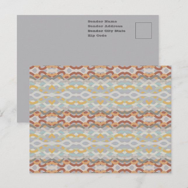 Retro sommar geometriskt färgblocksmönsterdesign vykort (Fram/baksida)