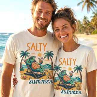 Retro sommar havssköldpadda strand semester t shirt