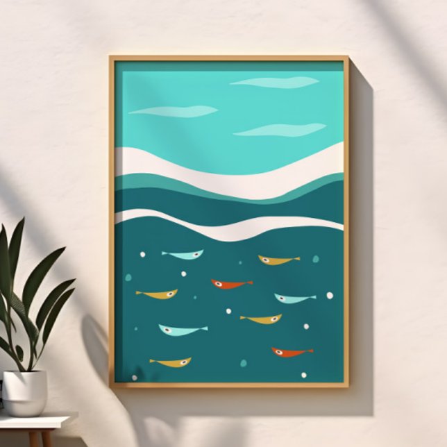 Retro sommar havsvågor Mid Century Modern Poster (Skapare uppladdad)