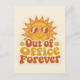 Retro sommar "Out of Office" Leende sol dekal Vykort