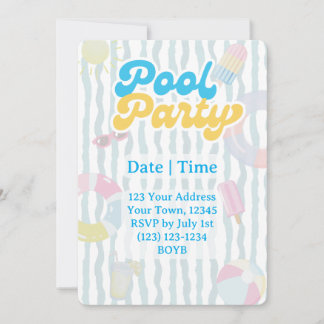 Retro sommar poolparty inbjudan