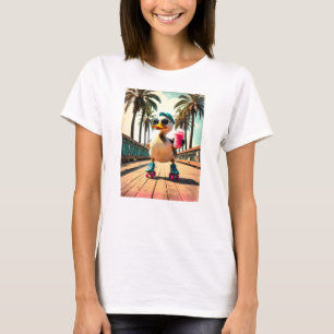 Retro sommar rolig rullande anka t shirt