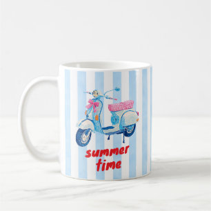 Retro Sommar Skoter Ränder Dopamin Kaffemugg