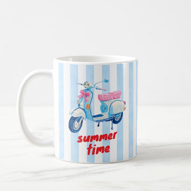 Retro Sommar Skoter Ränder Dopamin Kaffemugg (Vänster)