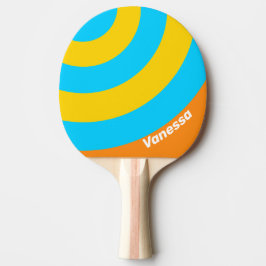 Retro Sommar Strand Cirkel Rand med Namn Pingisracket