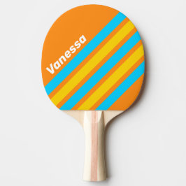 Retro sommar strand diagonala ränder med namn pingisracket