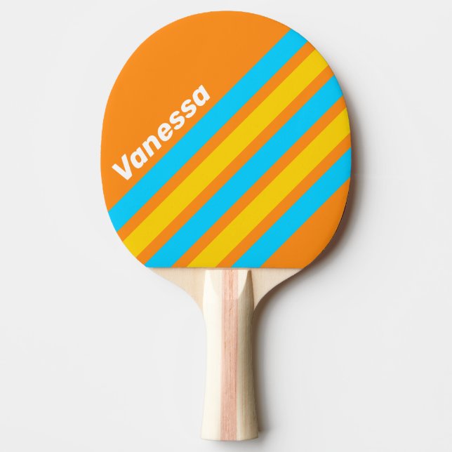 Retro sommar strand diagonala ränder med namn pingisracket (Framsidan)