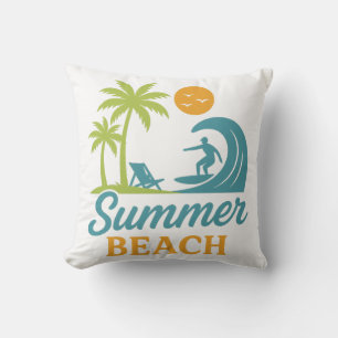 Retro sommar strand surfing scen kudde