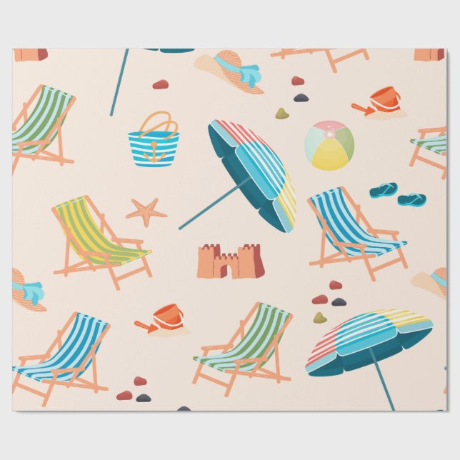 Retro sommar stranddag presentpapper - Sandslott (Platt)