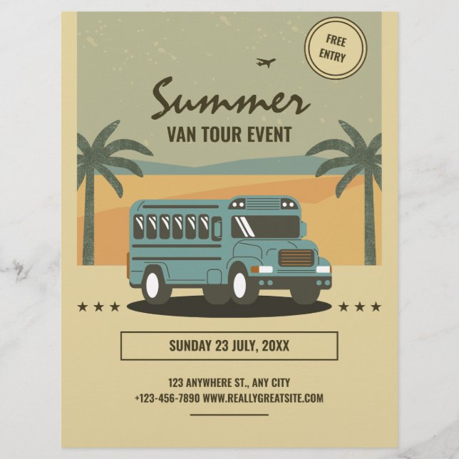Retro sommar turné affisch, Barn sommarläger Reklamblad (Framsidan)