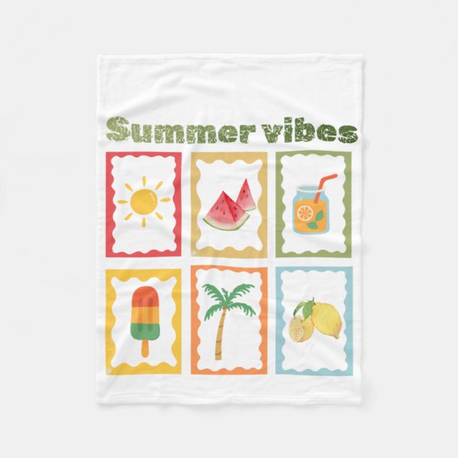 Retro sommar vibbar design  fleecefilt (Framsidan)