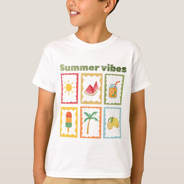 Retro sommar vibbar design med solsken t shirt (Framsida)