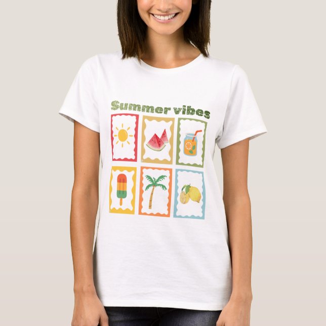 Retro sommar vibbar design  t shirt (Framsida)