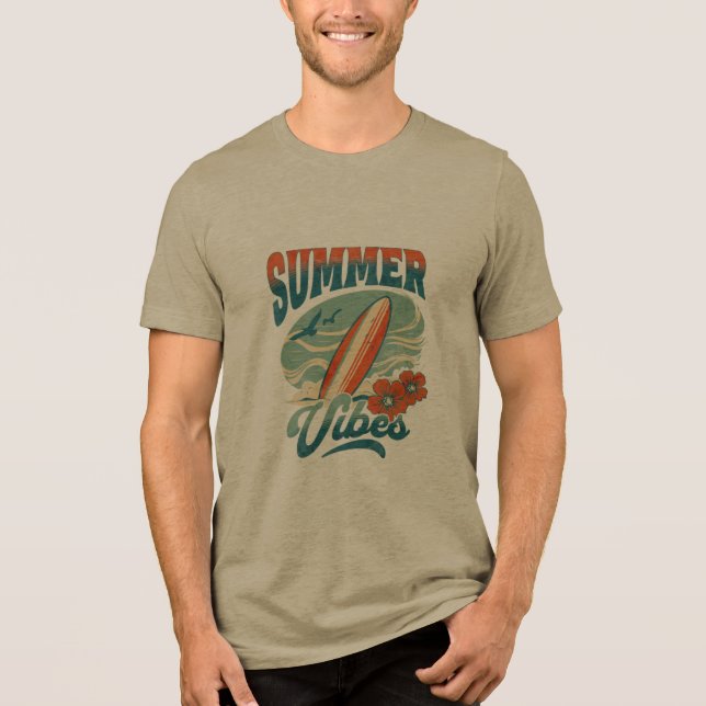 Retro sommar vibbar Surfbräda Strand T Shirt (Framsida)