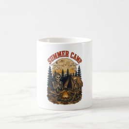 Retro sommarläger skelett bål design kaffemugg