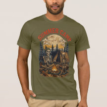 Retro sommarläger skelett bål design