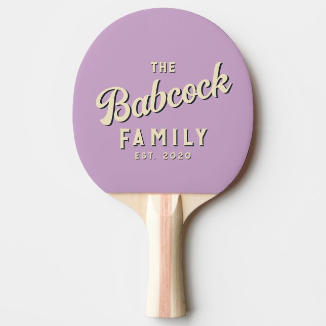 Retro sommarlila familjenamn & år från mitten av s pingisracket (Framsidan)