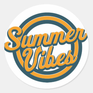 Retro sommarlogotyp. runt klistermärke