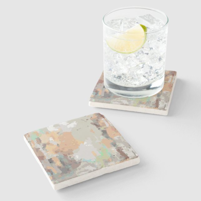 Retro-sommarstoftam orange,taupe,brun,grått stenunderlägg (Sidan)