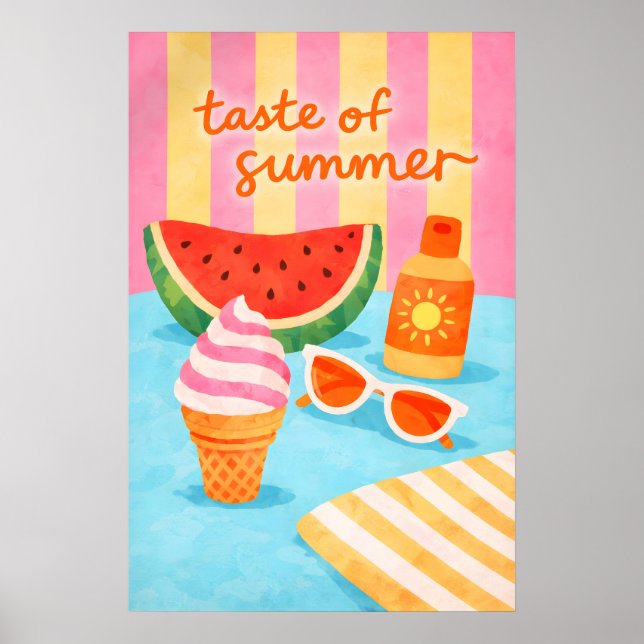 Retro sommarstrand matposter, tropisk kust poster (Framsidan)