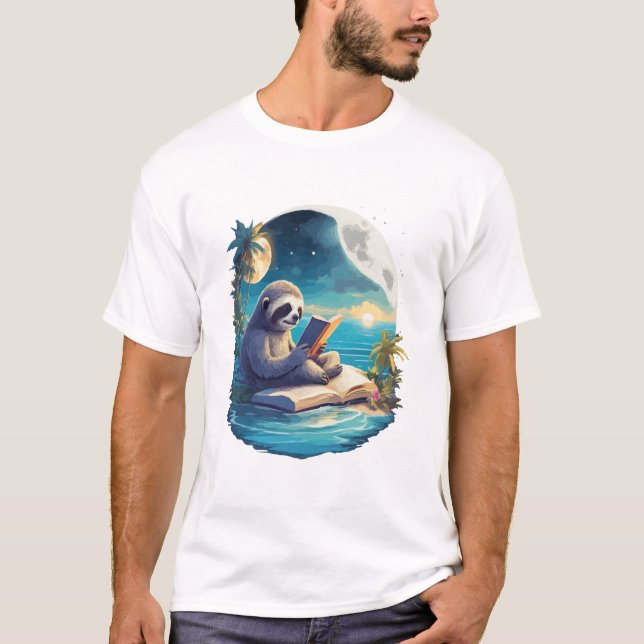 Retro sommarstrand sloth t shirt (Framsida)