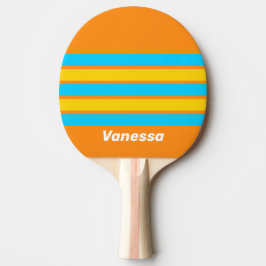 Retro sommarstrand tvärs över randig med namn pingisracket