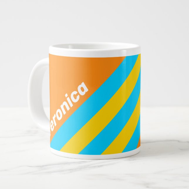 Retro sommarstrandränder med namn jumbo mugg (Framsida vänster)