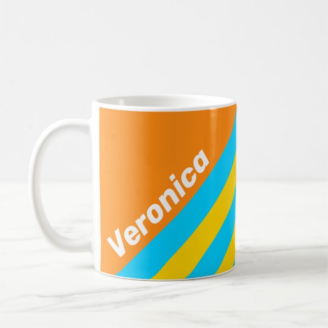 Retro sommarstrandränder med namn kaffemugg (Vänster)