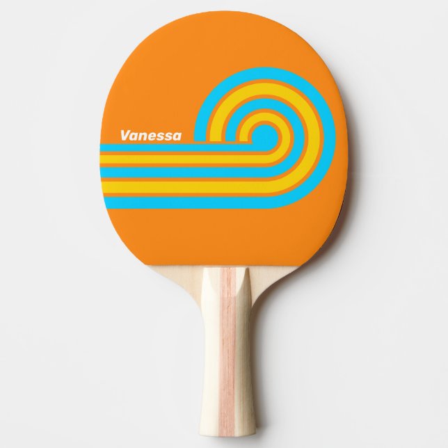 Retro sommarstrandränder med namn pingisracket (Framsidan)