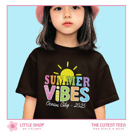 Retro sommarvibbar färgrik typografi tjejer t shirt
