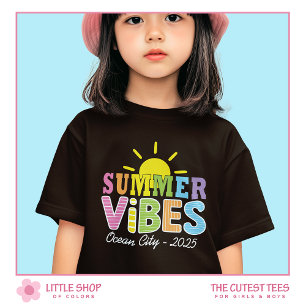 Retro sommarvibbar färgrik typografi tjejer t shirt