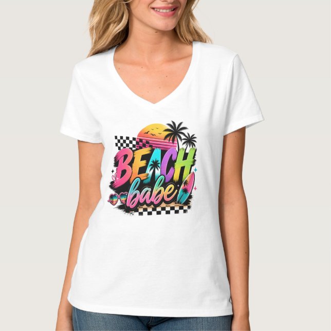 Retro sommarvibes-design för beachbabes t shirt (Framsida)