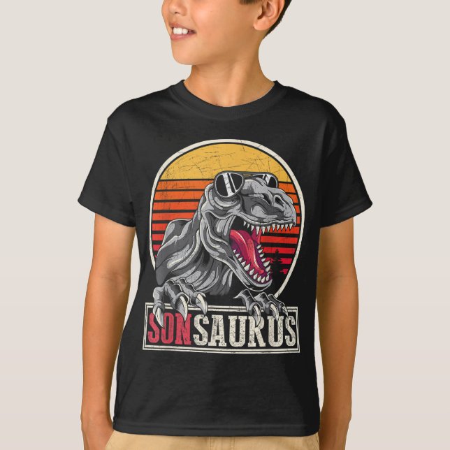 Retro Son Gift Idea Coola Dinosaur Sonsaurus t Rex Shirt (Framsida)