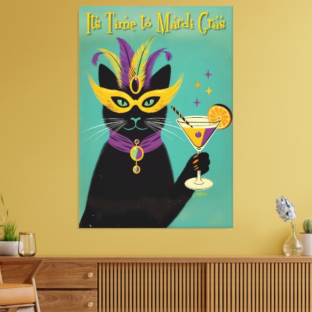 Retro Sophisticats Its Time to Mardi Gras Martini Canvastryck (Insitu (Vardagsrum))