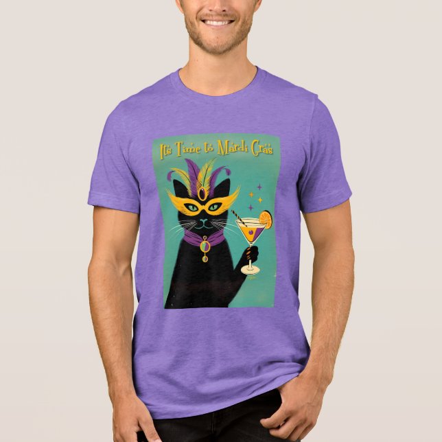 Retro Sophisticats Its Time to Mardi Gras Martini T Shirt (Framsida)