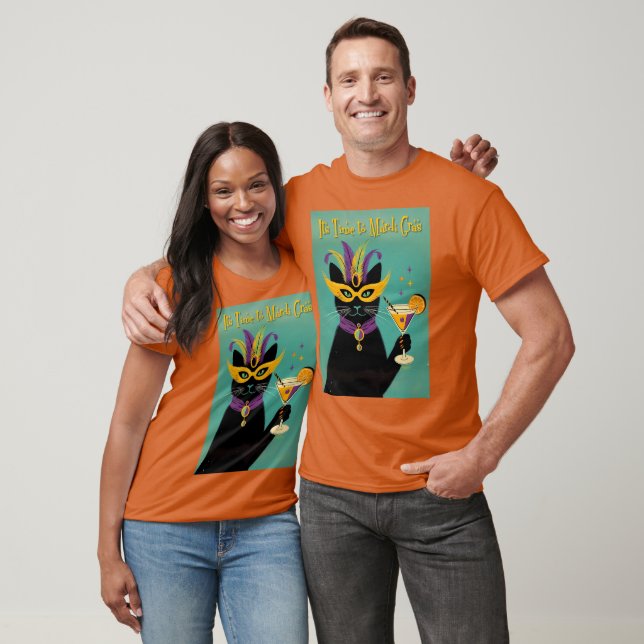 Retro Sophisticats Its Time to Mardi Gras Martini T Shirt (Unisex)
