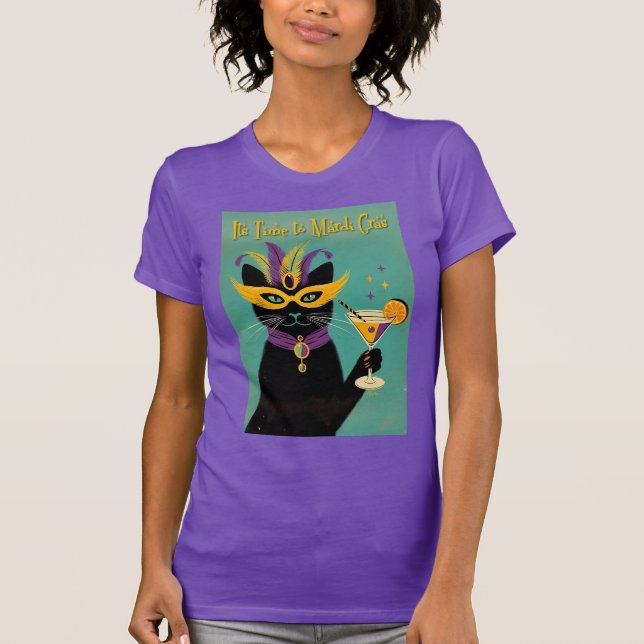 Retro Sophisticats Its Time to Mardi Gras Martini T Shirt (Framsida)